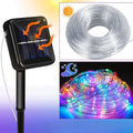 10/20/30 Meter lange Solar-Lichterkette mit 100 LEDs, bunt, für den Außenbereich geeignet – wasserdichtes Design, 8 Leuchtmodi, ideal für Festtagsdekorationen und Partys im Freien, wahlweise in den Farben Regenbogen, Warmweiß und Kaltweiß