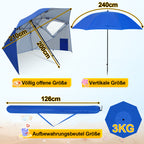 2-in-1-Aluminium-Auslegersonnenschirm – Sonnenschutz, UV-Schutz 50, 210 x 220 cm – Strand-/Garten-Sonnendach – zusammenklappbar, multifunktional, mit Fenster und Tragetasche