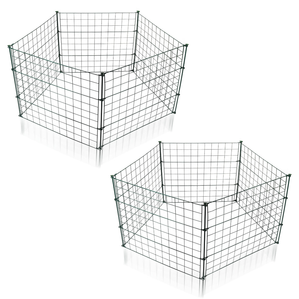 Teichzaun, Metall-Gartenzaun, Außenzaun, 3,75/7,5/10,5 Meter, inklusive Zaunelemente und Befestigungsstangen, flaches Modell