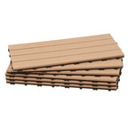 WPC-Fliesen, 30 x 60 cm, Terrassenfliesen, Klickfliesen, Balkonfliesen mit Holzoptik, witterungsbeständige Platten mit Entwässerungsfunktion, geeignet für Terrassen, Balkone und Gärten, braun/rotbraun/dunkelgrau/teakfarben (6 Stück = 1 Quadratmeter)