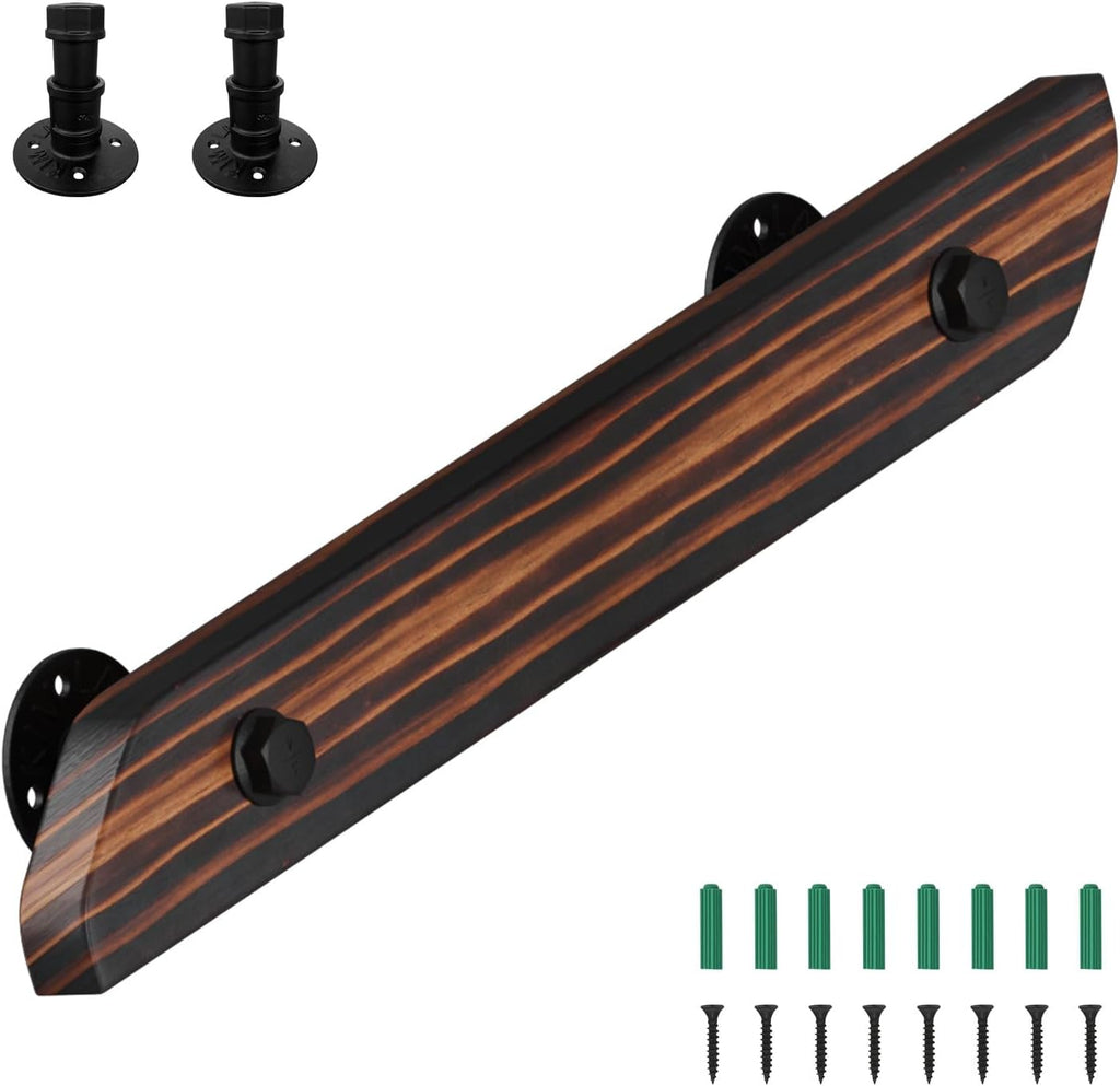 Treppengeländer, Wandgeländer für Treppen, rutschfeste Geländer mit Wandhalterungen und Befestigungszubehör, geeignet für die seitliche Montage an Treppen und Balkonen, flache Ausführung, braun, in sieben Größen erhältlich.