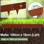 Rasenkante Metall Mähkante mit Dornen, 100x15cm / 100x18cm Rasenkanten Flexible Beetumrandung Rostbeständige, Mähkante Wetterfest, Rostfarbe