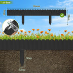 Beeteinfassung Holz 10 x 200 cm, Flexible Rasenkante aus Holz für Garten, Blumenbeete und Rasenflächen, Mähkante Rollborder, Steckzaun für Blumenbeete, Anthrazit, Erhältlich in den Höhen 10 cm, 20 cm, 30 cm und 40 cm