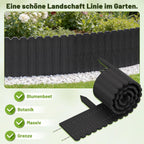 Beeteinfassung Holz 10 x 200 cm, Flexible Rasenkante aus Holz für Garten, Blumenbeete und Rasenflächen, Mähkante Rollborder, Steckzaun für Blumenbeete, Anthrazit, Erhältlich in den Höhen 10 cm, 20 cm, 30 cm und 40 cm