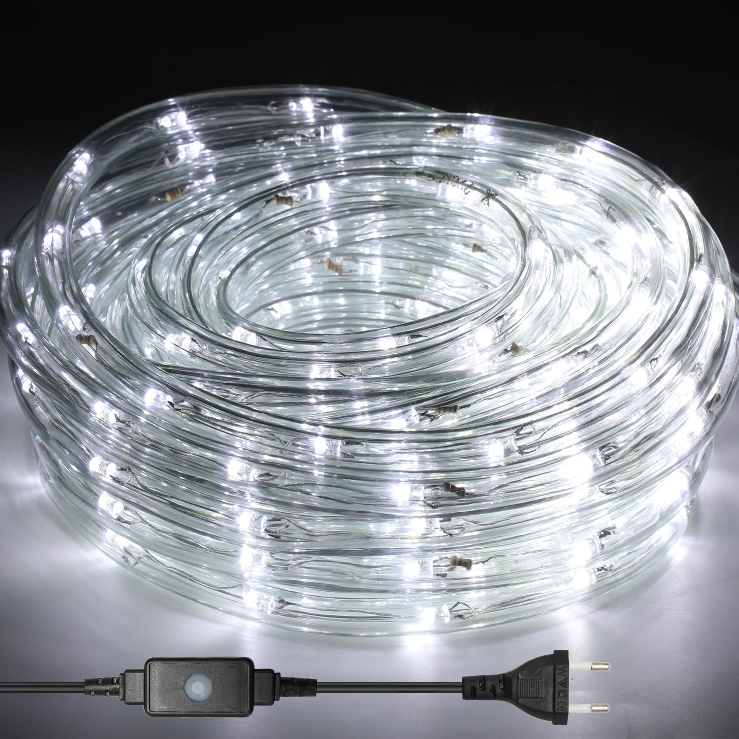 10/20/30/40/50 Meter lange LED-Lichterkette für den Außenbereich, kaltweiße LED-Lichterkette, 8 Leuchtmodi mit Speicherfunktion, wasserdichtes Design, geeignet für Garten, Weihnachtsfeiern und Hochzeiten