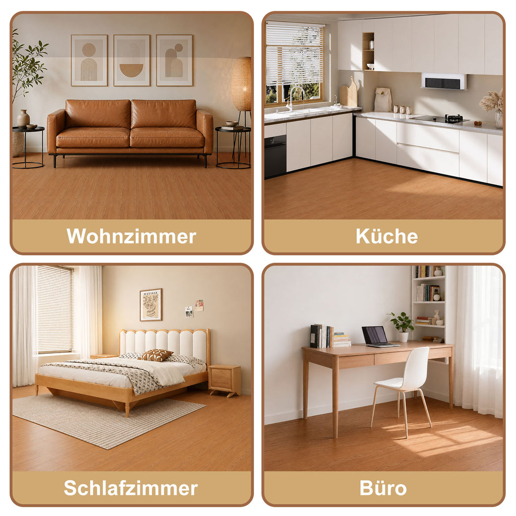 PVC-Bodenbelag, selbstklebende Vinylfliesen, Vinylboden, 91,44 cm × 15,24 cm – Stärke 2 mm, rutschfeste Vinyl-Verbundbodenstreifen, geeignet für Schlafzimmer und Wohnzimmer, 18 Stück = 2,5 m², in drei Farben erhältlich