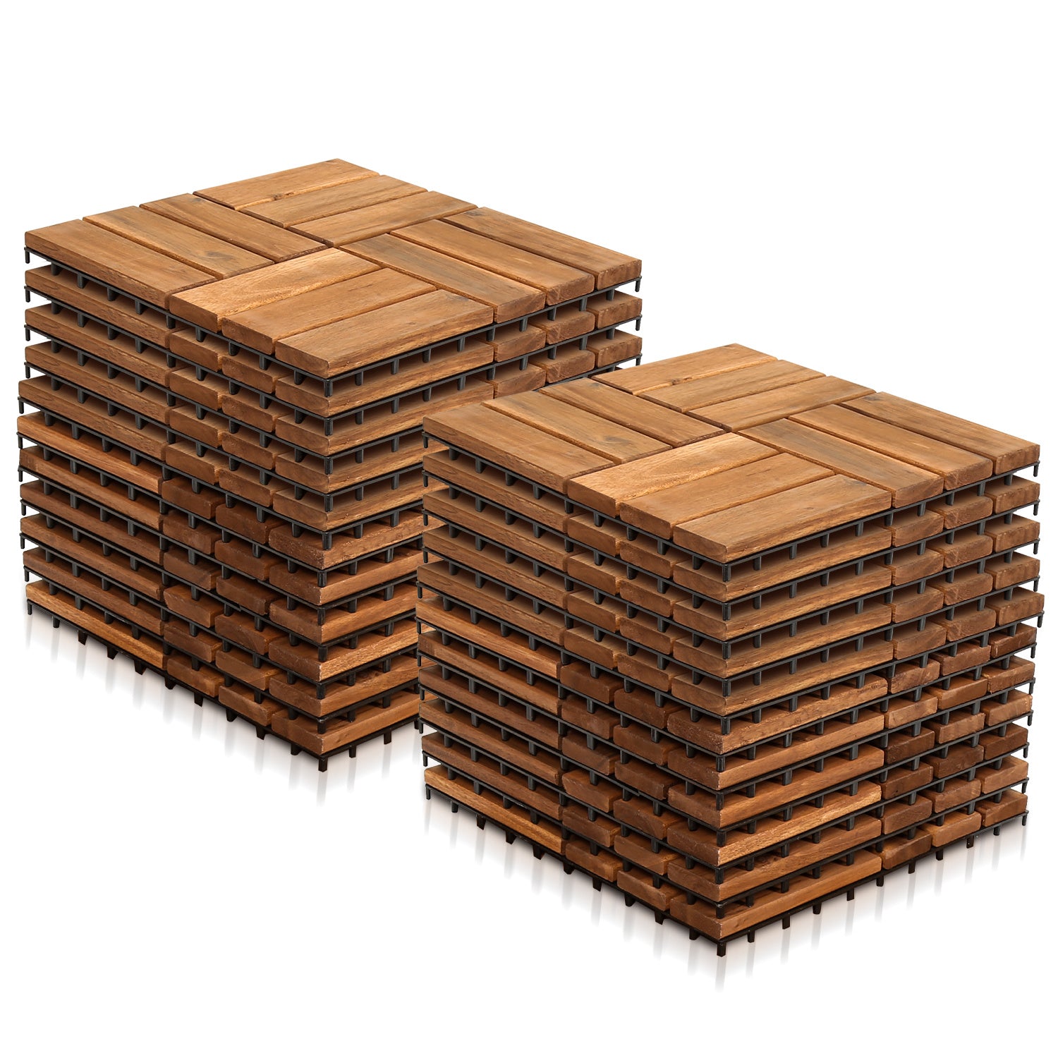 30 x 30 cm große Holzfliesen, geeignet für die Verlegung in Gärten und auf Balkonen, aus Acacia-Holz gefertigt, ideal für Gärten, Innenhöfe und Balkone