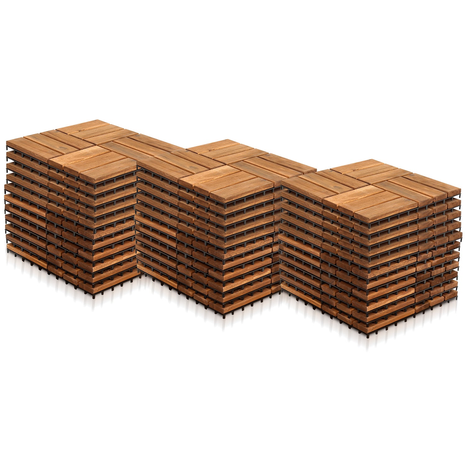 30 x 30 cm große Holzfliesen, geeignet für die Verlegung in Gärten und auf Balkonen, aus Acacia-Holz gefertigt, ideal für Gärten, Innenhöfe und Balkone
