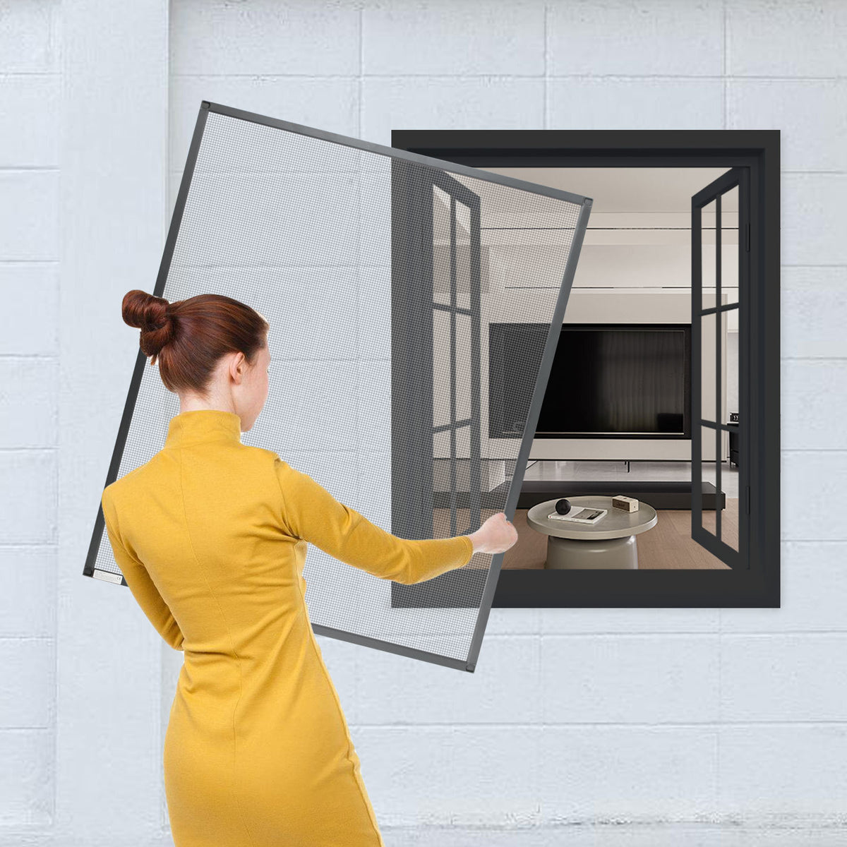 Fliegengitter Fenster Tür Gitter Moskito Aluminium Insektenschutz，120x140CM/100x120CM/80x100CM（副本）