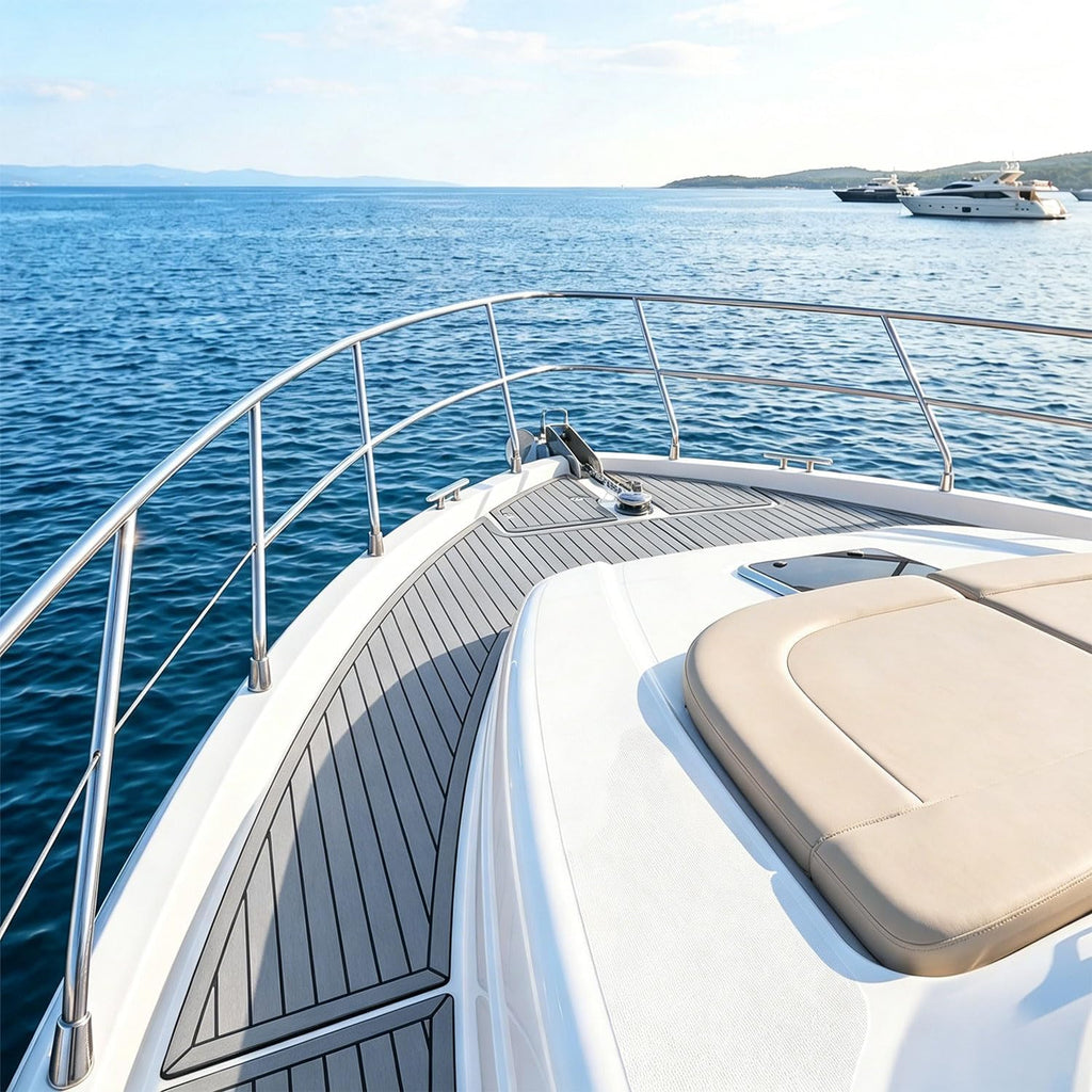 Boot Bodenbelag Eva Schaum 240x45/60/90 cm Dunkelgrau Selbstklebend, rutschfeste Bootsmatte Faux Teak, Marine Bodenbelag für Boot Yacht Kajak Motorboot Wohnmobil Deck Teppich zum Zuschneiden