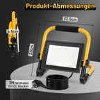 LED-Baustrahler, 50-W-, 100-W- und 200-W-Arbeitsleuchten, kaltweißes Licht, 3 Meter langes Kabel, Schutzart IP66, mit klappbarem Stativ, extrem helle, tragbare Arbeitsleuchten, geeignet für Werkstätten, Baustellen und Garagen