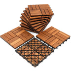 30 x 30 cm große Holzfliesen, geeignet für die Verlegung in Gärten und auf Balkonen, aus Acacia-Holz gefertigt, ideal für Gärten, Innenhöfe und Balkone