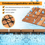 30 x 30 cm große Holzfliesen, geeignet für die Verlegung in Gärten und auf Balkonen, aus Acacia-Holz gefertigt, ideal für Gärten, Innenhöfe und Balkone