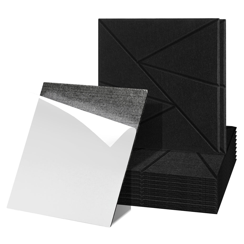 12–36 Stück schallabsorbierende Platten, selbstklebend, zweifarbig (schwarz-weiß), hochdichte Schallabsorber, ultradünne Schallabsorber, geeignet für Wandverkleidungen und Schallschutz, ideal für Tonstudios und die Wohnraumgestaltung (30 × 30 × 0,9 cm)