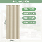 Outdoor Vorhang Wetterfest mit Ösen Sonnenschutz Wasserdicht Thermovorhang Panel,Cremefarben