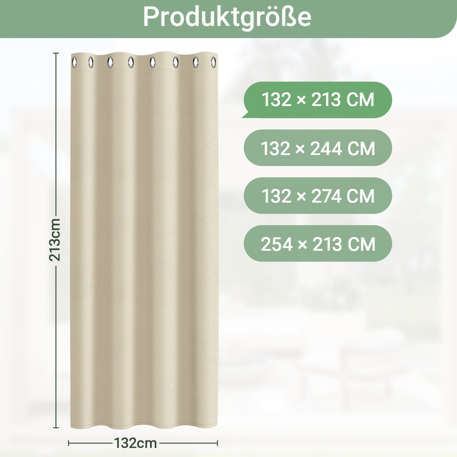 Outdoor Vorhang Wetterfest mit Ösen Sonnenschutz Wasserdicht Thermovorhang Panel,Cremefarben