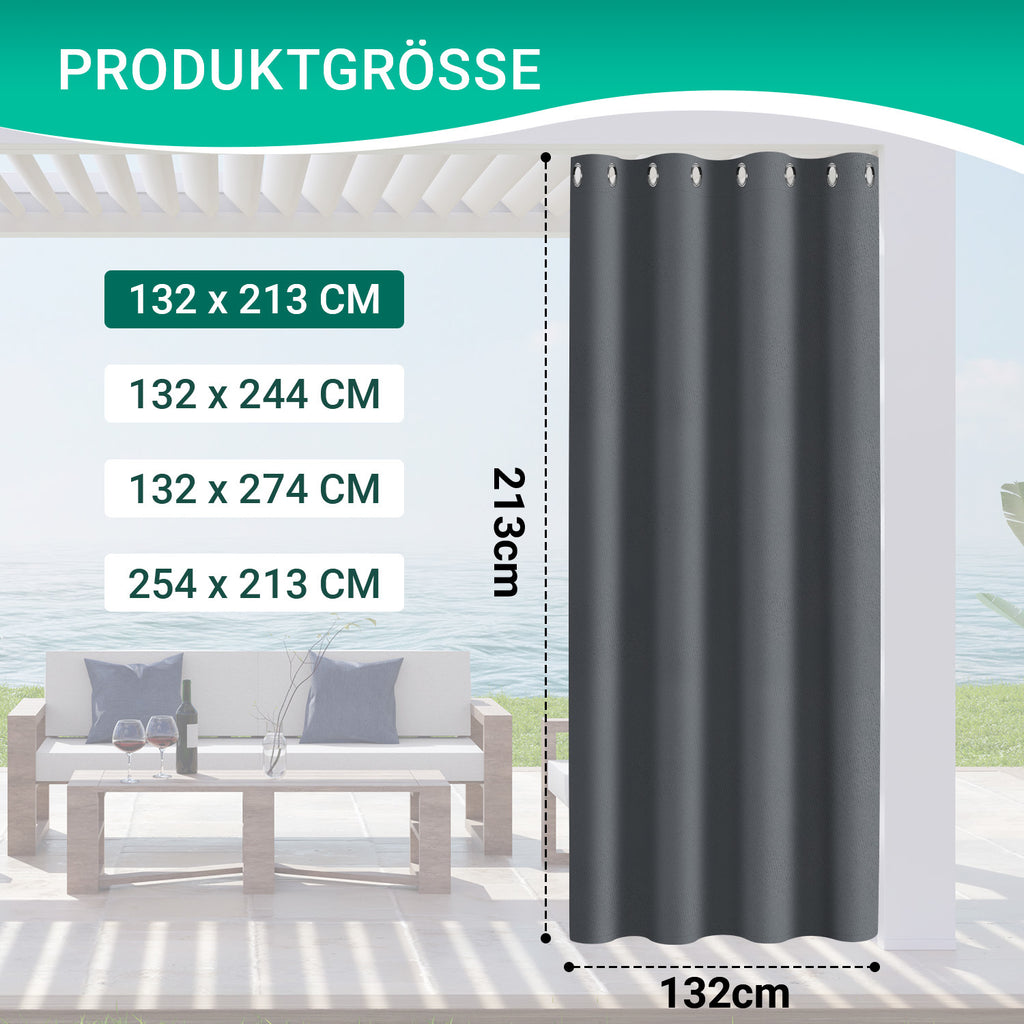Outdoor Vorhang Wetterfest mit Ösen Sonnenschutz Wasserdicht Thermovorhang Panel,Dunkelgrau