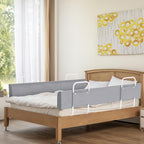 Kinderbettgitter, 150/180/200 cm, Sicherheitsgitter für Babybetten, in 5 Stufen höhenverstellbar, weiches Gitter zum Schutz vor Stürzen, geeignet für Familienbetten und Babybetten, grau
