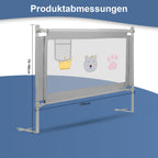 150/180/200 cm, zusammenklappbares Kinderbettgitter, höhenverstellbar von 70 bis 98 cm, Absturzsicherung, einfache Montage, graue Steppoptik
