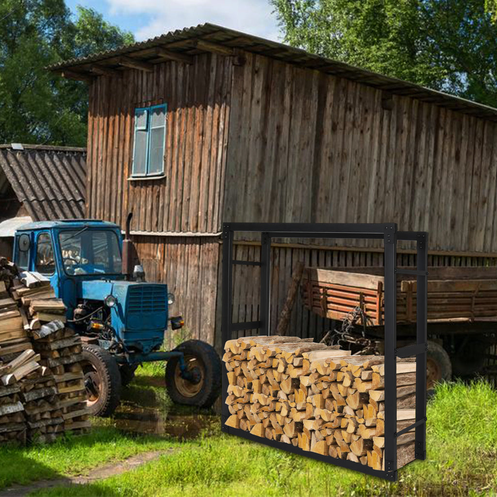 Holzregal, schwarzes Metall-Holzregal, Holzscheite, Hilfsmittel zur Lagerung im Innenbereich, Holzregal, Holzhalterung, Holzaufbewahrungsregal, in verschiedenen Größen erhältlich
