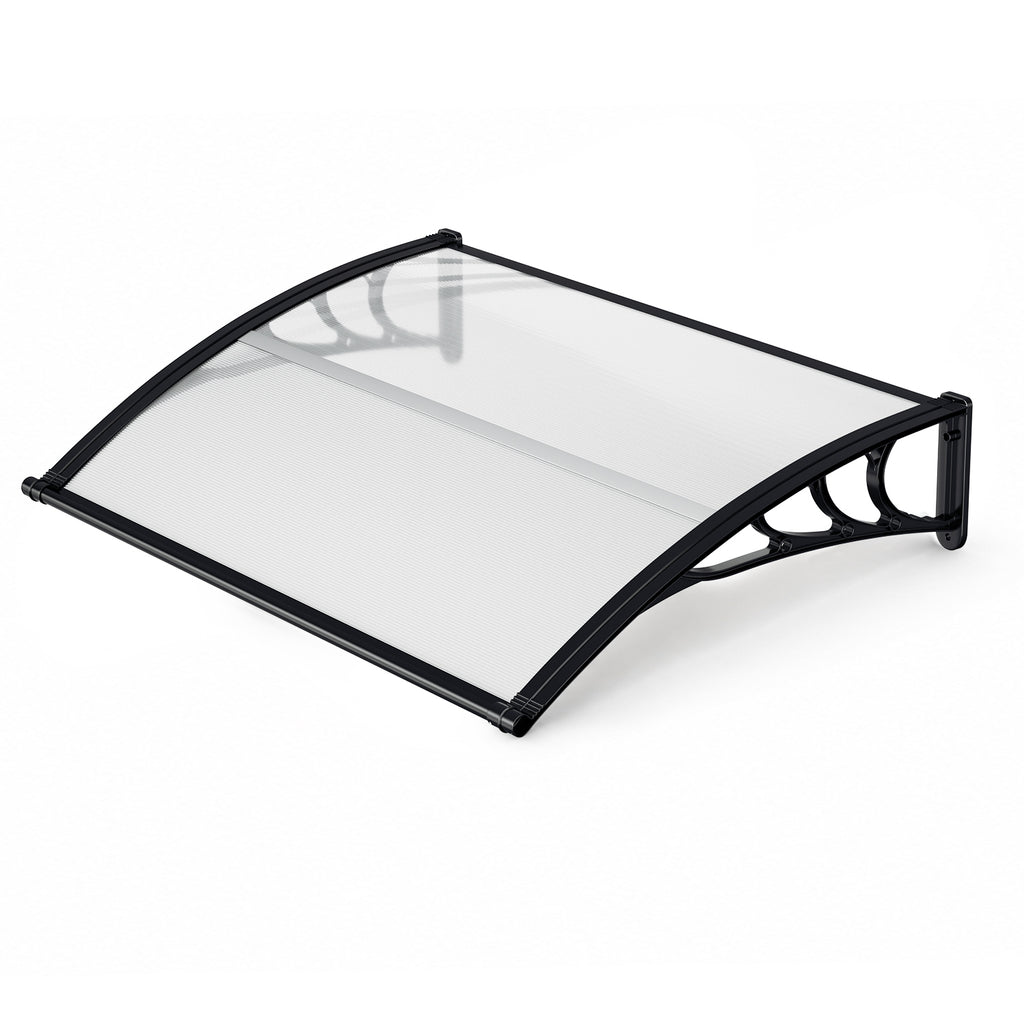 Vordach für Außentüren, mit vergrößerter Regenrinne, einseitig geneigtes, gewölbtes Vordach, schützt vor Sonne und Regen, vier Größen: 120 cm / 150 cm / 200 cm / 300 cm