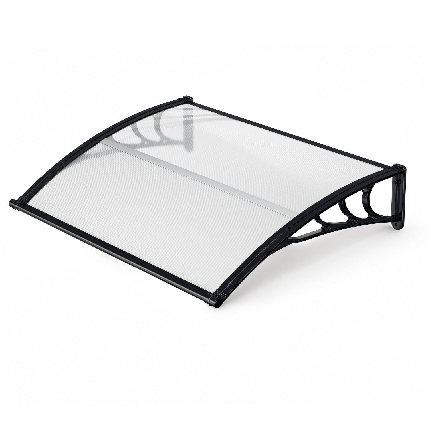 Vordach für Außentüren, mit vergrößerter Regenrinne, einseitig geneigtes, gewölbtes Vordach, schützt vor Sonne und Regen, vier Größen: 120 cm / 150 cm / 200 cm / 300 cm