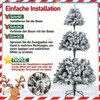 Künstlicher Weihnachtsbaum mit Schneeeffekt, 120/150/180 cm – aus PVC, mit 340/550/860 Zweigen, inklusive Metallfuß und Schnellmontagesystem, geeignet für festliche Weihnachtsdekoration