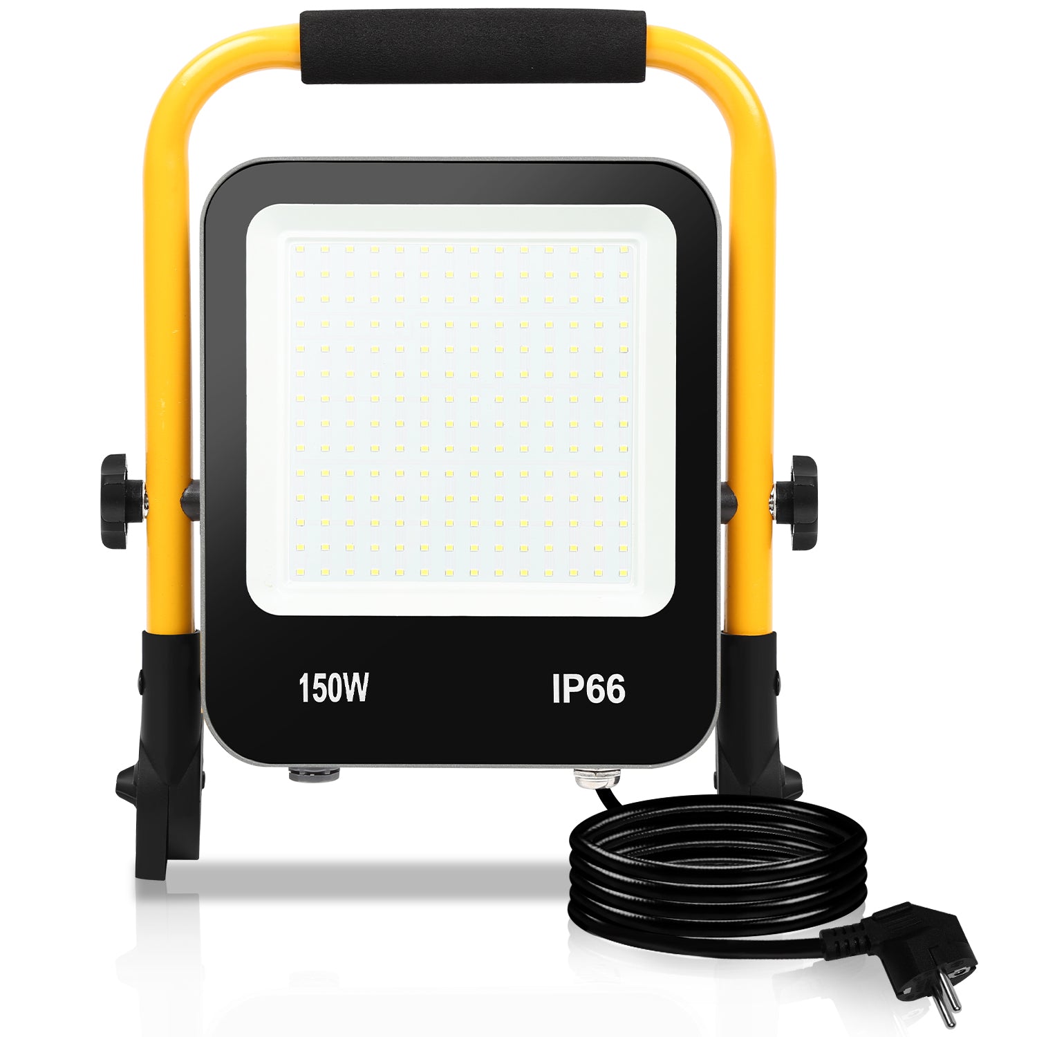 LED-Baustrahler, 50 W/100 W/150 W/200 W Arbeitsleuchten, tragbare LED-Arbeitsleuchten, Baustrahler mit kaltweißem Licht, Schutzklasse IP66, mit 3 Meter langem Kabel und klappbarem Stativ, geeignet für Baustellen (mit Stecker)