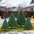 120–210 cm großer künstlicher Weihnachtsbaum aus Kunststoff, künstlicher Weihnachtsbaum, mit 16 cm langen Zweigen, schnell aufzubauen, zusammenklappbar, flammhemmend, inklusive Ständer aus Kunststoff/Metall, weiß/grün