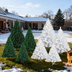 120–210 cm großer künstlicher Weihnachtsbaum aus Kunststoff, künstlicher Weihnachtsbaum, mit 16 cm langen Zweigen, schnell aufzubauen, zusammenklappbar, flammhemmend, inklusive Ständer aus Kunststoff/Metall, weiß/grün