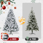 Künstlicher Weihnachtsbaum mit Schneeeffekt, 120/150/180 cm – aus PVC, mit 340/550/860 Zweigen, inklusive Metallfuß und Schnellmontagesystem, geeignet für festliche Weihnachtsdekoration