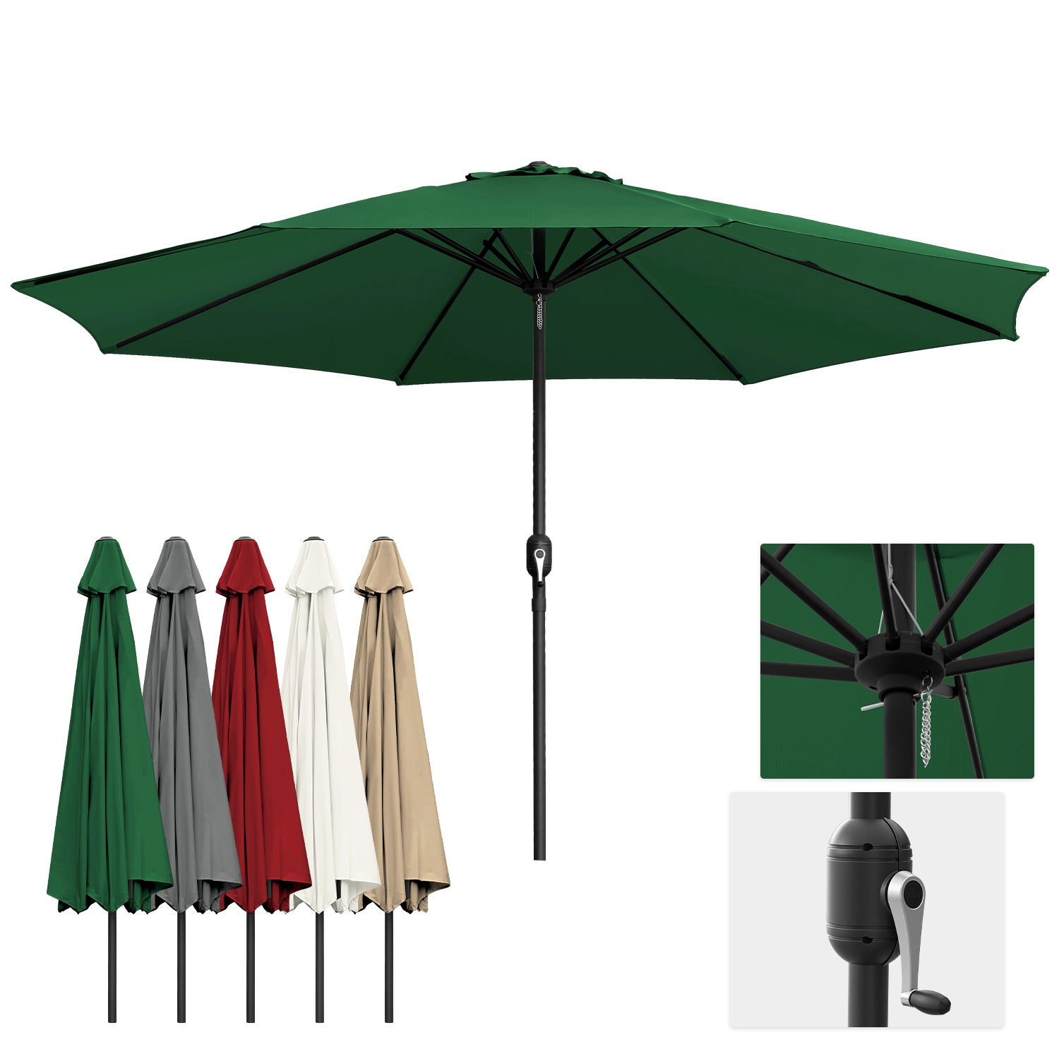 Sonnenschirm 350cm Groß UV-Schutz Gartenschirm Wasserabweisende Balkonschirm Ampelschirm ohne Ständer,Parasol mit Handkurbel Marktschirm für Balkon Garten Terrasse, Es stehen fünf Farben zur Auswahl