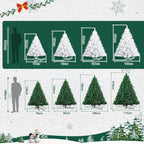 120–210 cm großer künstlicher Weihnachtsbaum aus Kunststoff, künstlicher Weihnachtsbaum, mit 18 cm langen Zweigen, schnell aufzubauen, zusammenklappbar, flammhemmend, inklusive Ständer aus Kunststoff/Metall, weiß/grün