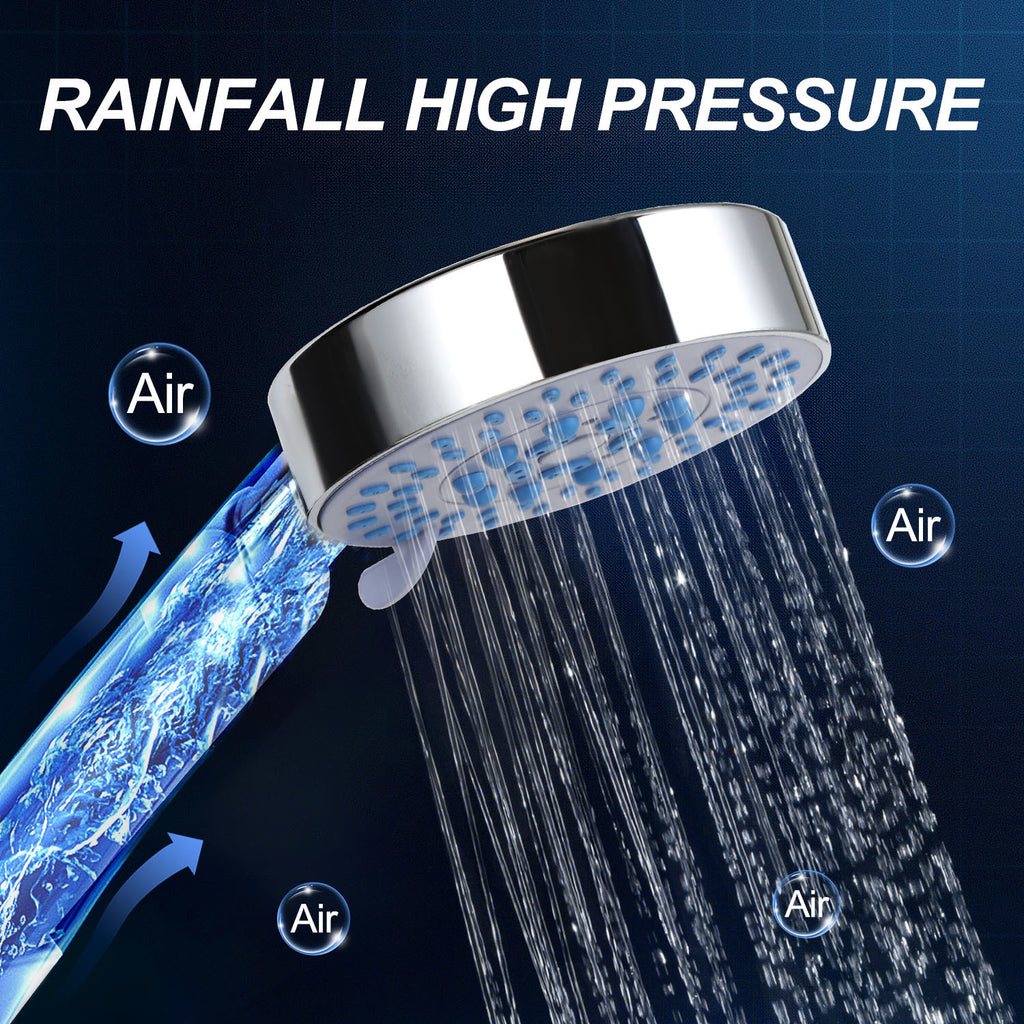 Duschpaneel mit Wasserhahn, 5 Funktionen, Edelstahl-Duschpaneel mit LED-Temperaturanzeige, Regen- und Wasserfall-Duschköpfe, Handbrause, Massagedusche und Duschstange