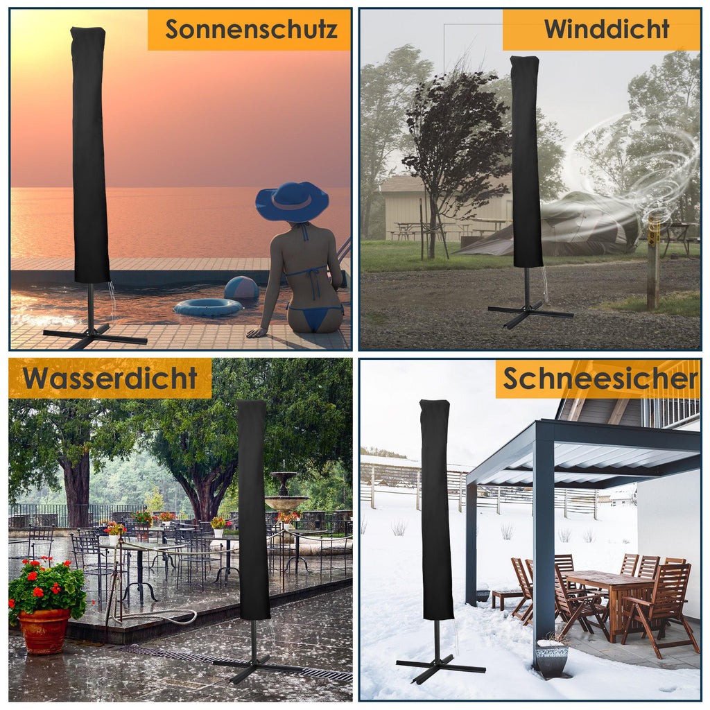 Sonnenschirmhülle für 3m 3.5m wetterfest UV-Schutz mit Stab und Reißverschluss