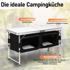 Campingküche Campingschrank Faltschrank Küchenbox Campingschrank Reiseküche mit Staufächer & Tragetasche für Camping, Garten, Outdoor-Aktivitäten