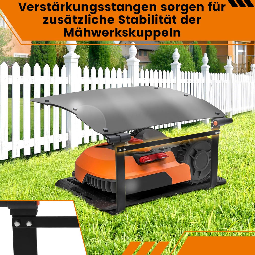 Rasenmäherabdeckung, Carport aus ABS-Kunststoff, Carport mit Überdachung, Garage für Mähroboter mit klappbarem Dach, für den Garten geeignet, 73 x 57 x 40 cm, schwarz