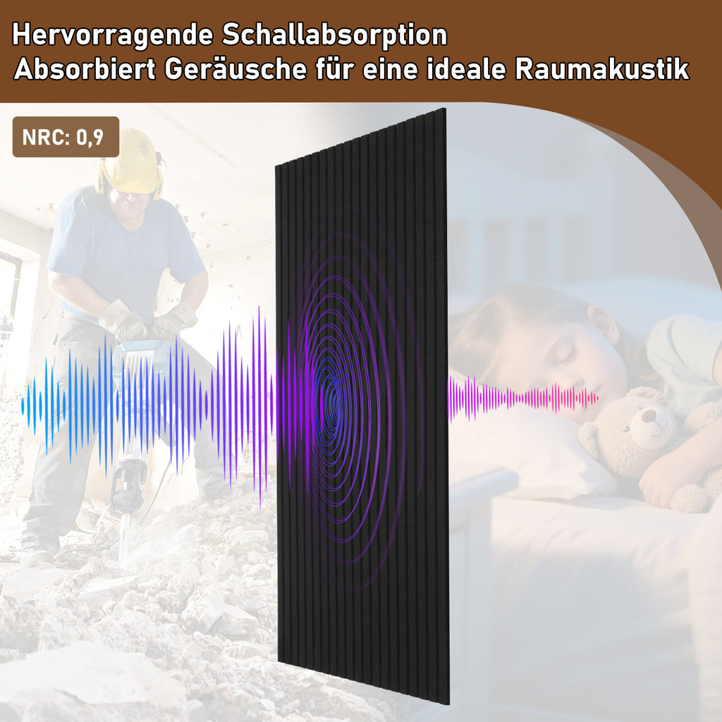 120 x 60 cm, selbstklebende Schallabsorptionsplatten, geeignet als Wanddämmplatten für den Homeoffice-Bereich, das Wohnzimmer und das Büro, aus 100 % Polyesterfaser, keine Bohrungen erforderlich, hellgrau, 4–16 Stück pro Packung