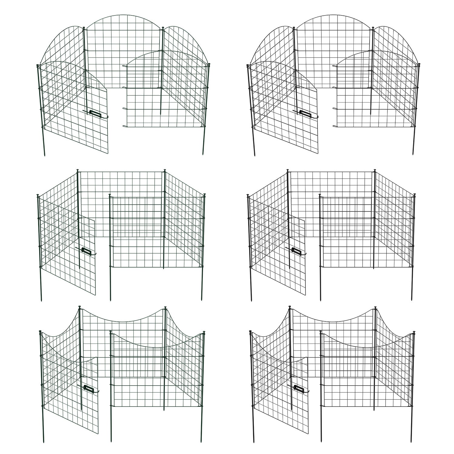 Dekorative Gartenzäune, Teichzaun-Sets, 1 Tor + 4 Teichzaunelemente, Steckzäune, Metallzäune mit Zaunelementen sowie Außenzäune, Gartenzäune, Tierzäune, mit Schloss, Haustierzäune, in drei Ausführungen erhältlich: grün, schwarz