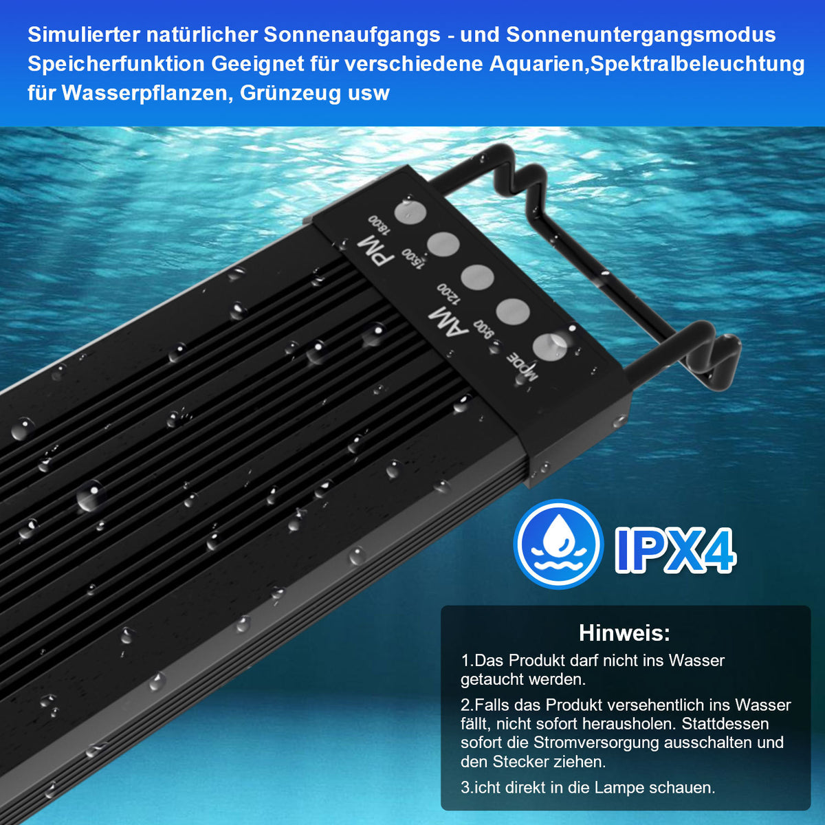 LED Aquarium Beleuchtung 55-150cm Süßwasserfische Vollspektrum Timer RGB Lampe
