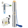 Tiefbrunnenpumpe 0,37 kW, Edelstahl-Tiefbrunnenpumpe mit 20 m Anschlusskabel, Förderhöhe max. 34 m, Förderleistung bis zu 4.000 l/h, sandtaugliche Tauchdruckpumpe mit einem maximalen Druck von 3,4 bar