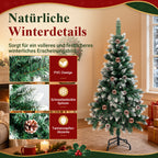 Weihnachtsbaum mit Tannenzapfen, 120/150/180/210 cm; 15 cm lange PVC-Zweige; künstliche Tanne mit Schneelandschaft; inklusive Ständer, einfach aufzubauen, zerlegbar und platzsparend verstaubar