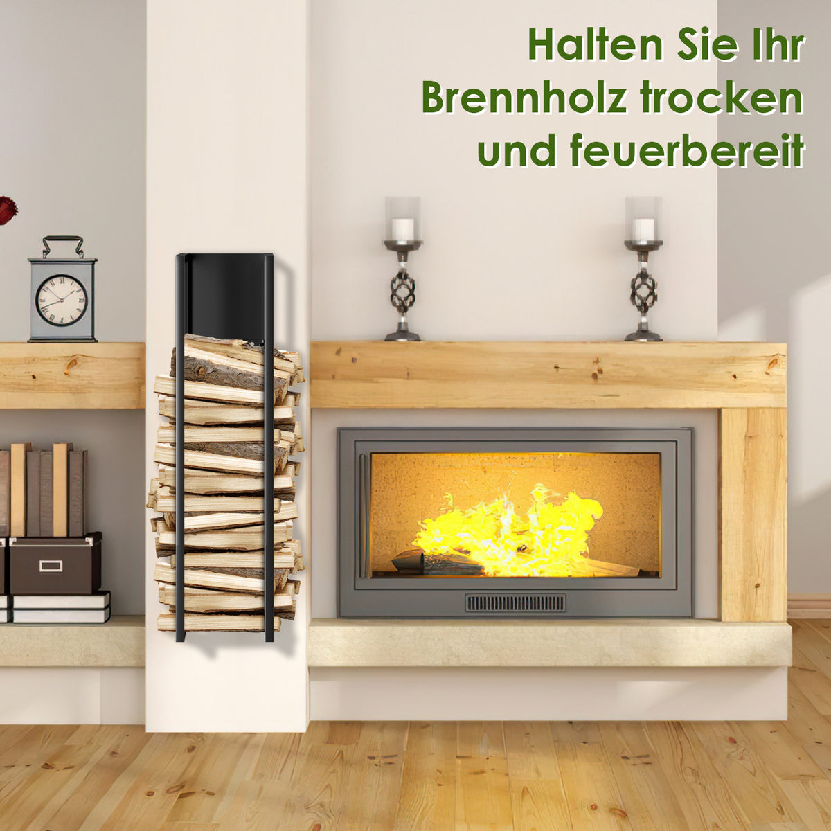Kaminholzregal Holzregal Metall Feuerholzregal für Wohnzimmer Brennholzregal