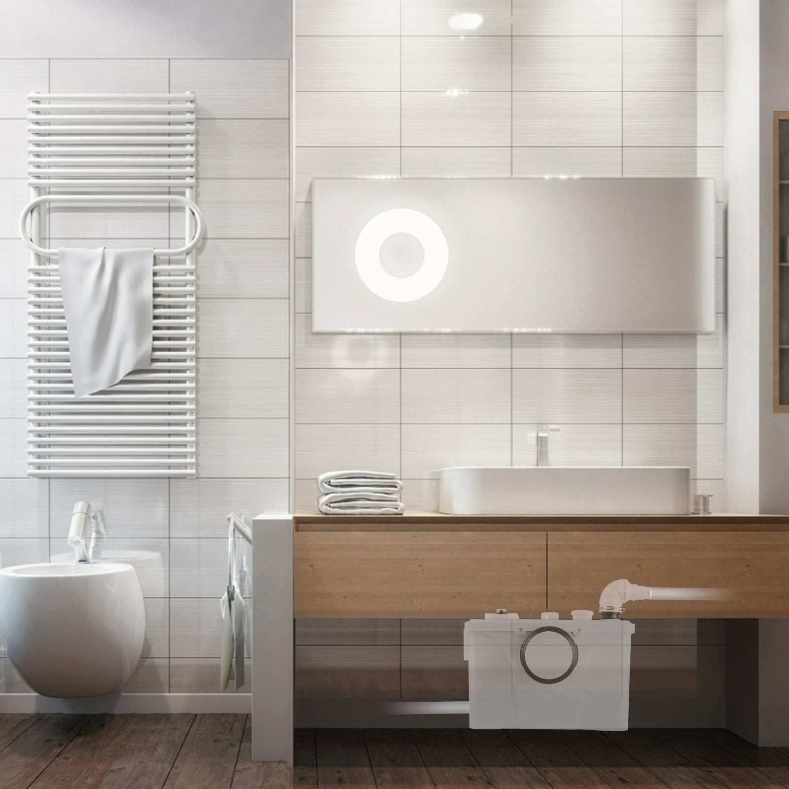 Hebeanlage Schmutzwasserpumpe, 700W Fäkalienpumpe 190L/min Kleinhebeanlage, 4 in 1 Schmutzwasser Abwasser Fäkalien Pumpe für WC Waschmaschine Waschbecken,Sehr Leise