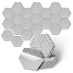 12–36 Stück sechseckige Akustikplatten, selbstklebend, schwarz/grau, aus hochdichtem Dämmmaterial, platzsparend, geeignet für Wandverkleidungen und Schalldämmung, ideal für Tonstudios und die Wohnraumgestaltung (30 x 26 x 0,9 cm)