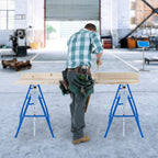 Arbeitsständer, 2er-Set, höhenverstellbar, 7 Stufen (80–130 cm), Gerüstständer, Tragkraft 400 kg pro Paar, klappbare Ständer für Haushalt, Werkstatt und Garten, blau