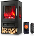 Elektrischer Kamin mit Heizfunktion, LED-Flammen, WLAN-Fernbedienung, Heizgebläse mit Timer, einstellbarem Thermostat, 900 W/1800 W