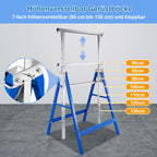 Arbeitsständer, 2er-Set, höhenverstellbar, 7 Stufen (80–130 cm), Gerüstständer, Tragkraft 400 kg pro Paar, klappbare Ständer für Haushalt, Werkstatt und Garten, blau