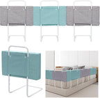 Bettgitter, 50/60 cm, Absturzsicherung, Sicherheitsgitter für Kinderbetten, in 5 Stufen höhenverstellbares Bett, Absturzsicherung, Bettgitter für Kinderbetten, Babybett und Familienbett (Leinen-Grau/Grün), optional