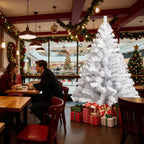 120–210 cm großer künstlicher Weihnachtsbaum aus Kunststoff, künstlicher Weihnachtsbaum, mit 16 cm langen Zweigen, schnell aufzubauen, zusammenklappbar, flammhemmend, inklusive Ständer aus Kunststoff/Metall, weiß/grün